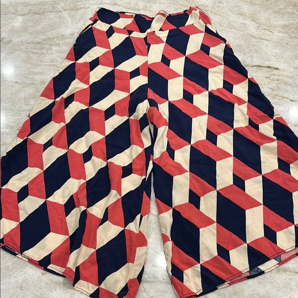 VINTAGE Lucy in the Sky Wide‎ Leg Culottes | Checkered Boho | M (Fits S)